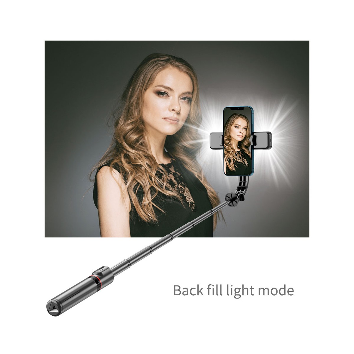 Techsuit - Selfie Stick (L12D) - Télécommande Bluetooth et support pour trépied - Noir