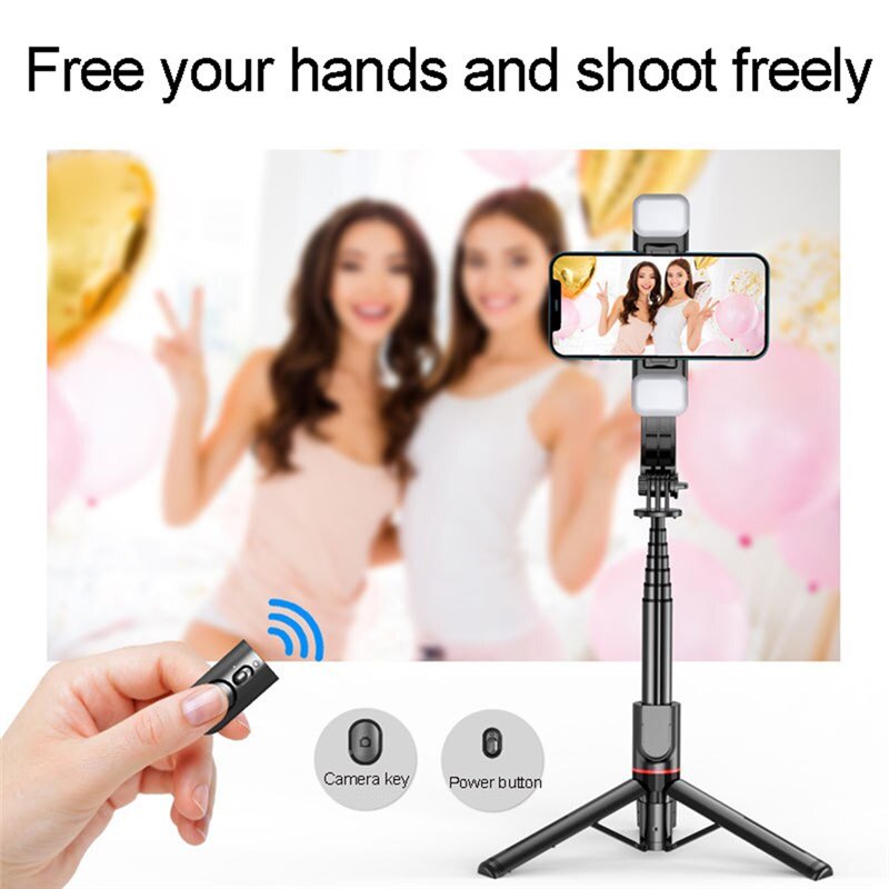 Techsuit - Selfie Stick (L12D) - Télécommande Bluetooth et support pour trépied - Noir