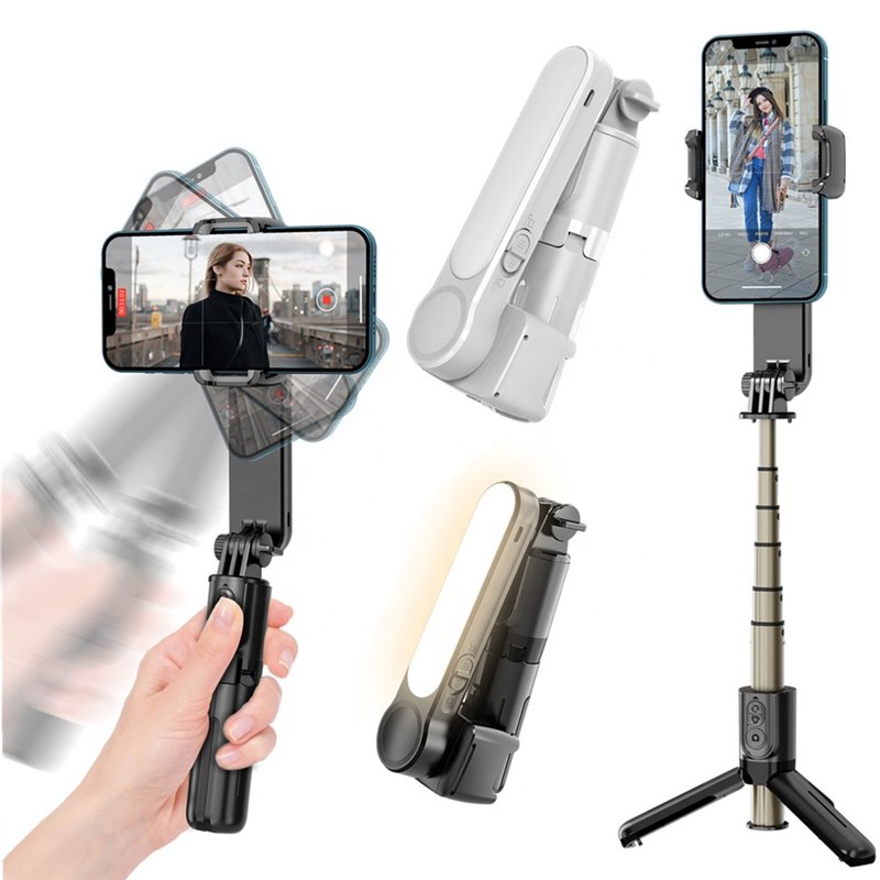 Techsuit - Selfie Stick (L09) - Télécommande Bluetooth, support pour trépied et stabilisateur de cardan - Noir