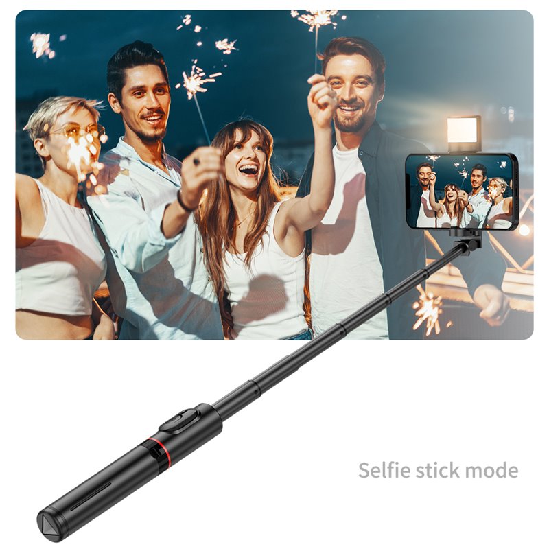 Techsuit - Selfie Stick (Q12S) - Télécommande Bluetooth et support pour trépied - Noir