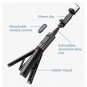 Techsuit - Selfie Stick (Q12S) - Télécommande Bluetooth et support pour trépied - Noir