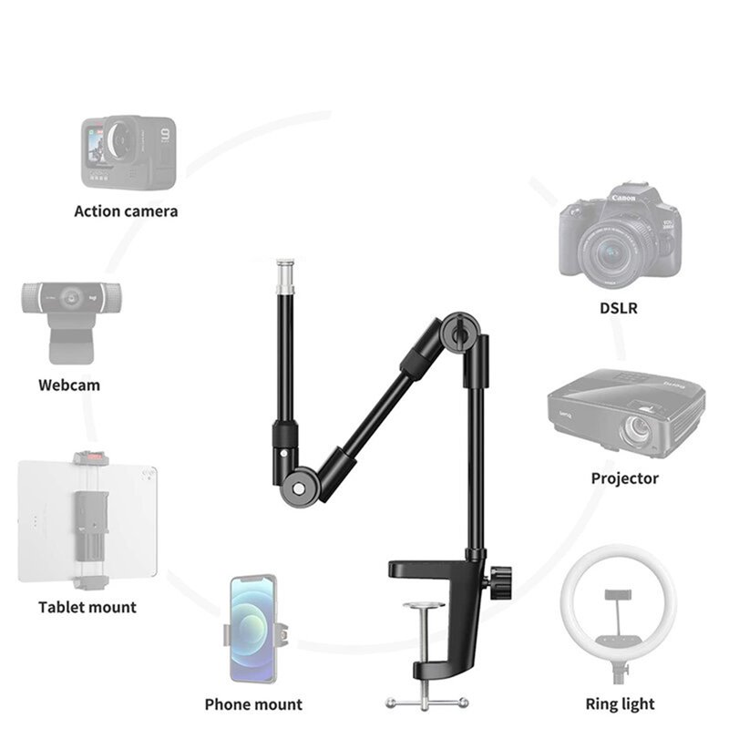 Techsuit - Support de bureau (GT4) - Support de bras réglable pour une utilisation polyvalente avec compatibilité vis 1/4" - Noi