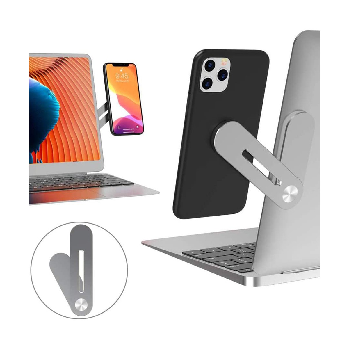 Techsuit - Support de bureau - avec support pour ordinateur portable / moniteur, pliable - Argent