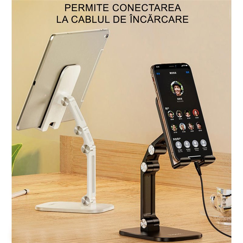 Hoco - Support de Bureau Excelente (PH34) - Pliable pour Téléphone, Tablette, 4.7 - 13.0" - Noir