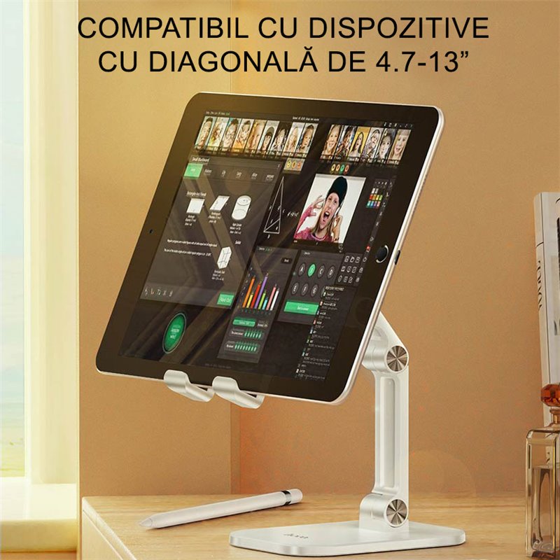 Hoco - Support de Bureau Excelente (PH34) - Pliable pour Téléphone, Tablette, 4.7 - 13.0" - Noir