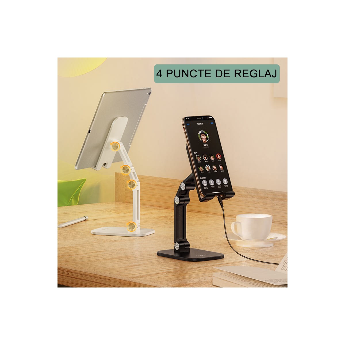 Hoco - Support de Bureau Excelente (PH34) - Pliable pour Téléphone, Tablette, 4.7 - 13.0" - Noir