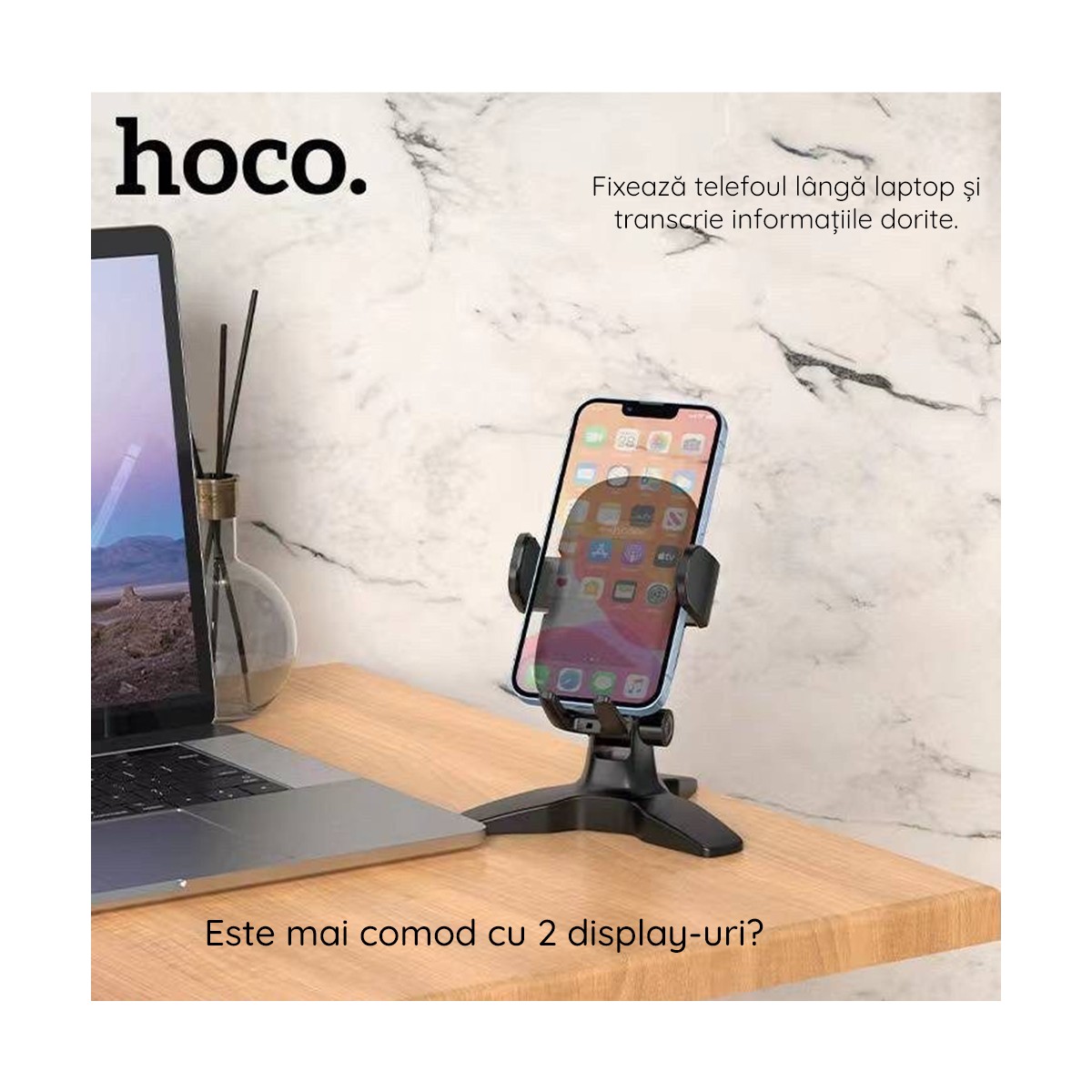 Hoco - Support de Bureau Zero Sense (PH46) - pour Téléphone avec 4.5 - 7.0" - Noir