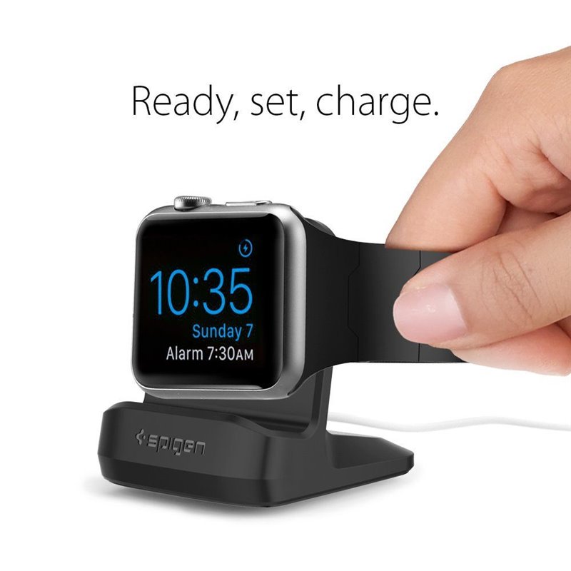 Spigen - Support de chargeur (S350) - pour Apple Watch 4/5/6/7/8/SE (38/40/41/42/44/45mm) - Noir