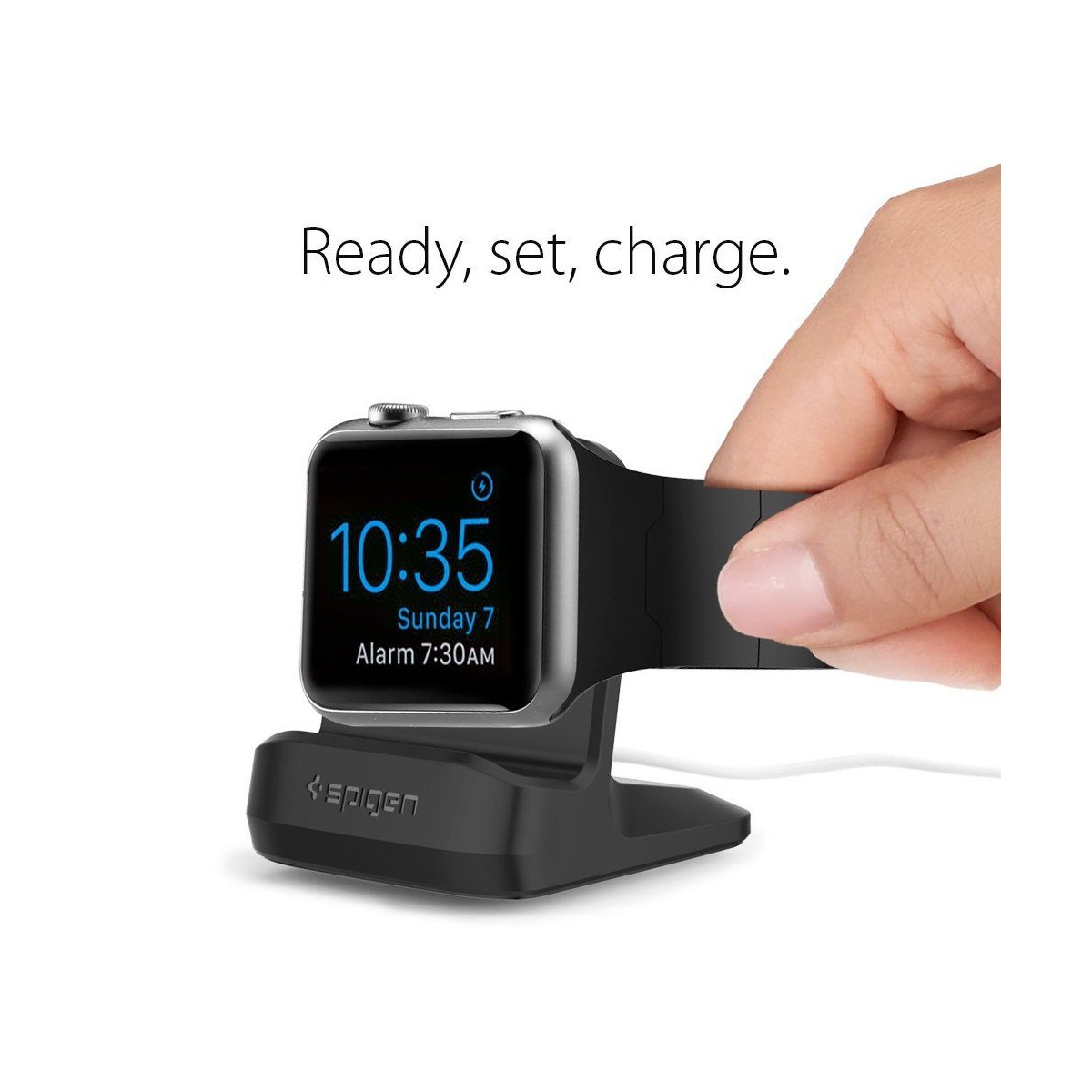 Spigen - Support de chargeur (S350) - pour Apple Watch 4/5/6/7/8/SE (38/40/41/42/44/45mm) - Noir