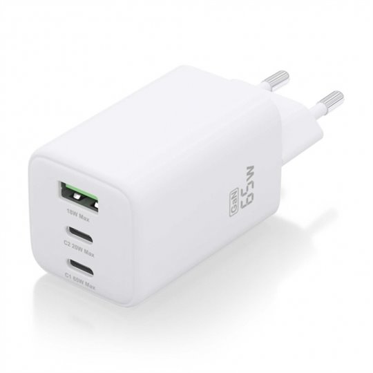 Chargeur Aisens Gan USB-C 65W - Haute efficacité énergétique - Couleur Blanc