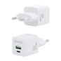 Aisens Chargeur Gan 25W - 1xUSB-C PD3.0 QC4.0 - 1xUSB-A QC3.0 - Blanc