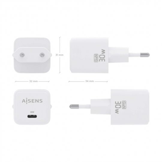 Aisens Gan USB-C Chargeur 30W - Blanc