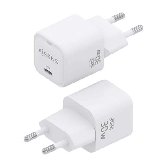 Chargeur Aisens GAN 30W - 1xUSB-C PD3.0 QC4.0 - Blanc