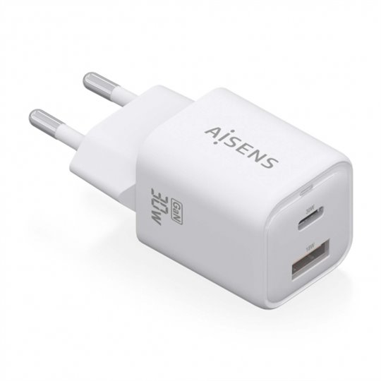 Aisens Gan USB-C Chargeur 30W - Haute efficacité énergétique - Blanc