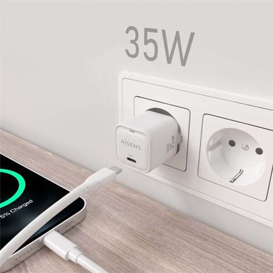 Chargeur Aisens GAN 35W - 1xUSB-C PD3.0 QC4.0 - Couleur Blanc