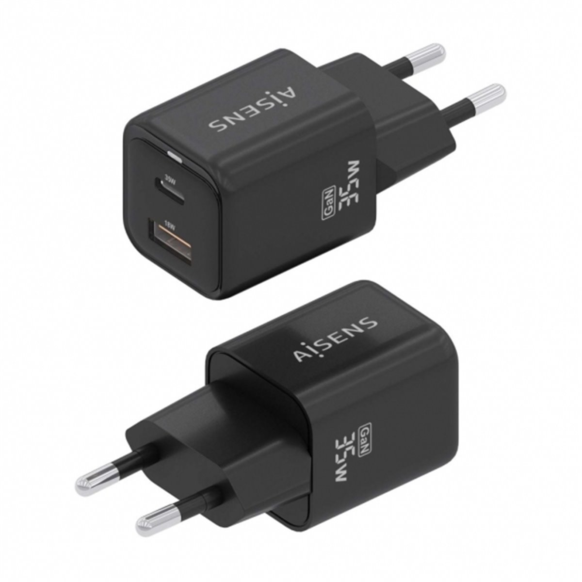 Chargeur Aisens Gan USB-C 35W - Haute efficacité énergétique  - Couleur Noir