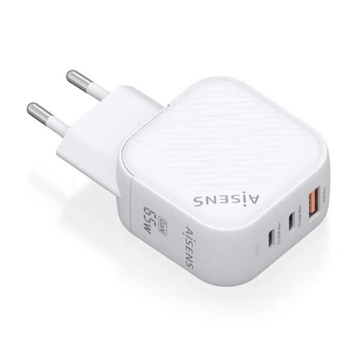 Chargeur Aisens GAN 65W - 2xUSB-C PD3.0 QC4.0 - 1xUSB-A QC3.0 - Couleur Blanc