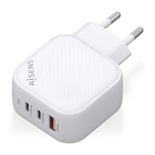 Chargeur Aisens GAN 65W - 2xUSB-C PD3.0 QC4.0 - 1xUSB-A QC3.0 - Couleur Blanc