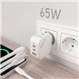 Chargeur Aisens GAN 65W - 2xUSB-C PD3.0 QC4.0 - 1xUSB-A QC3.0 - Couleur Blanc