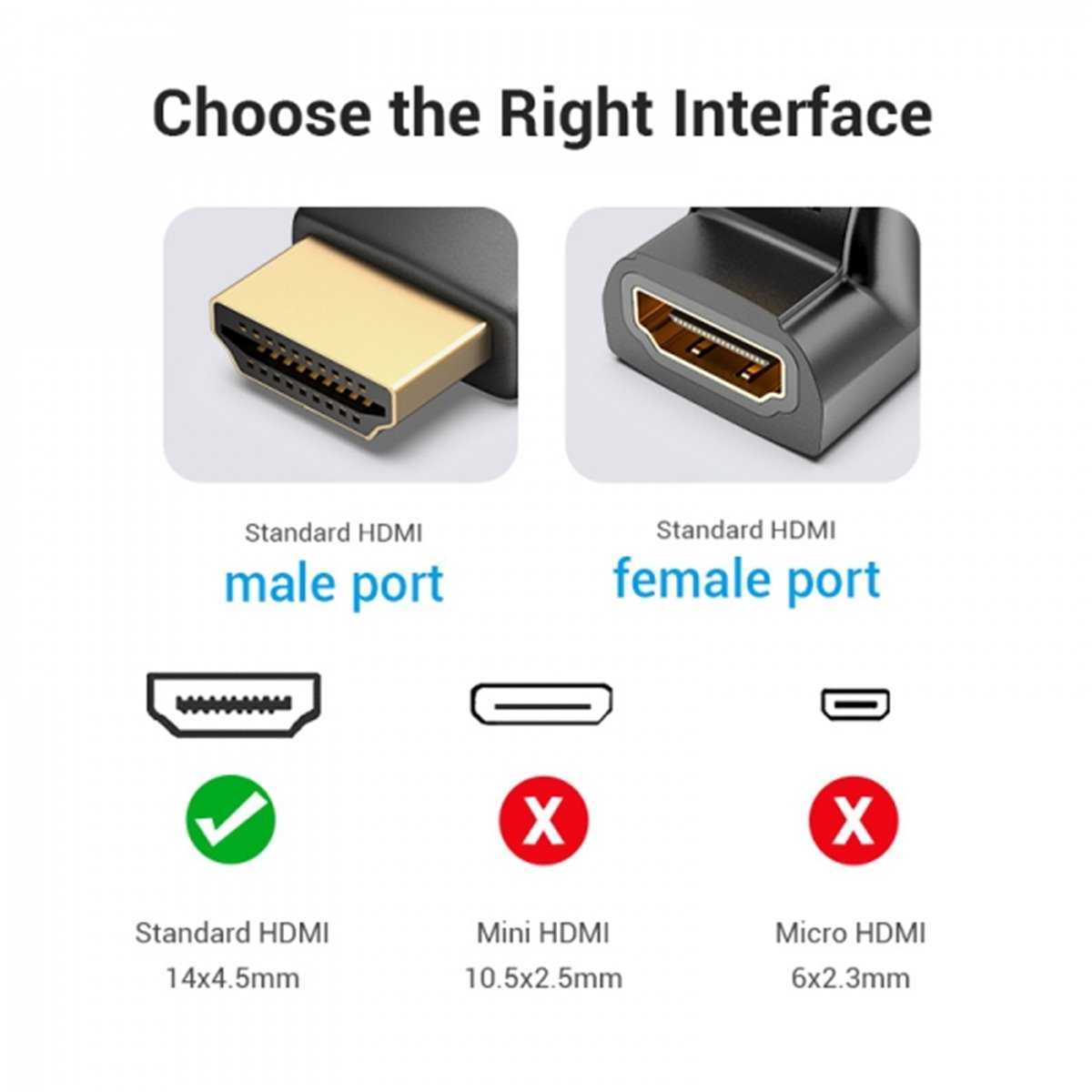 Adaptateur Convention HDMI Mâle vers HDMI Femelle 270º 4K - Couleur Noir