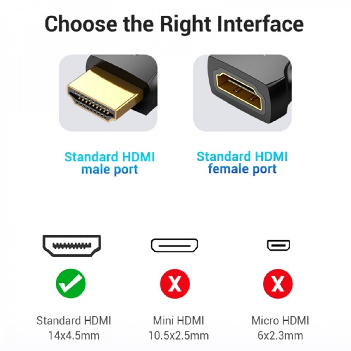 Adaptateur HDMI mâle vers HDMI femelle 4K Vention - Noir