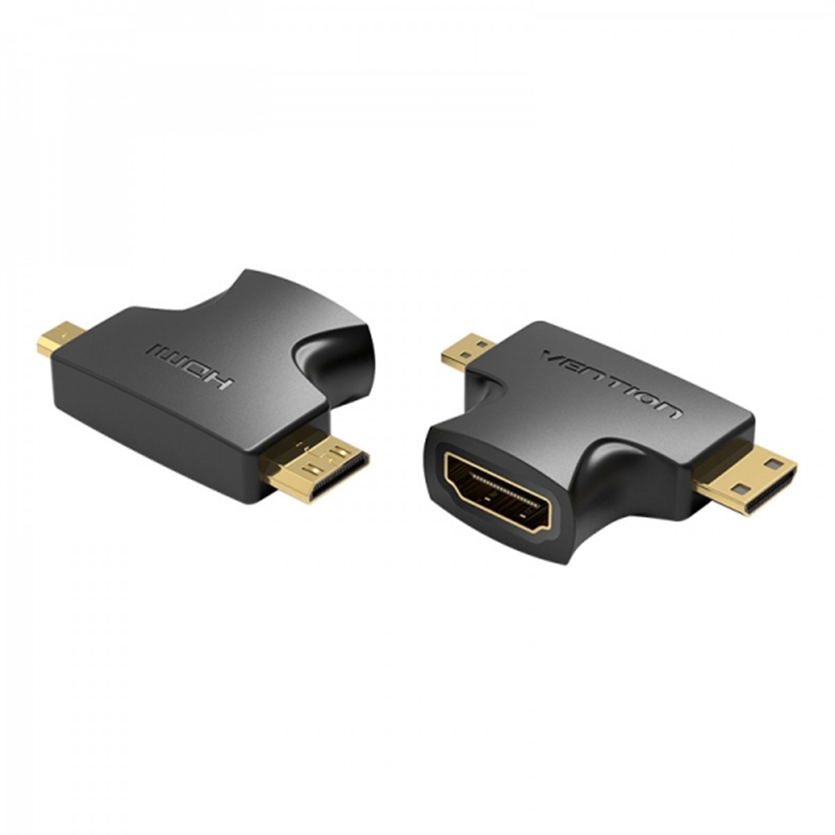 Adaptateur Convention HDMI Femelle vers Micro HDMI Mâle - Mini HDMI Mâle - Couleur Noir