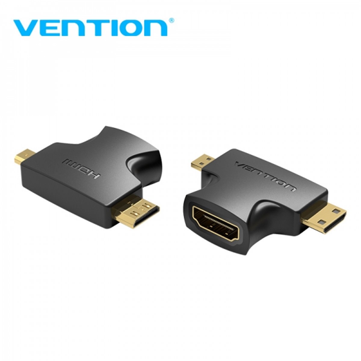 Adaptateur Convention HDMI Femelle vers Micro HDMI Mâle - Mini HDMI Mâle - Couleur Noir