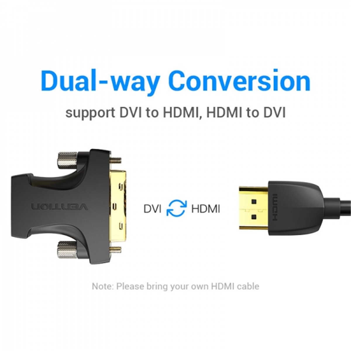 Adaptateur Convention HDMI Femelle vers DVI (24+1) Mâle - Couleur Noir