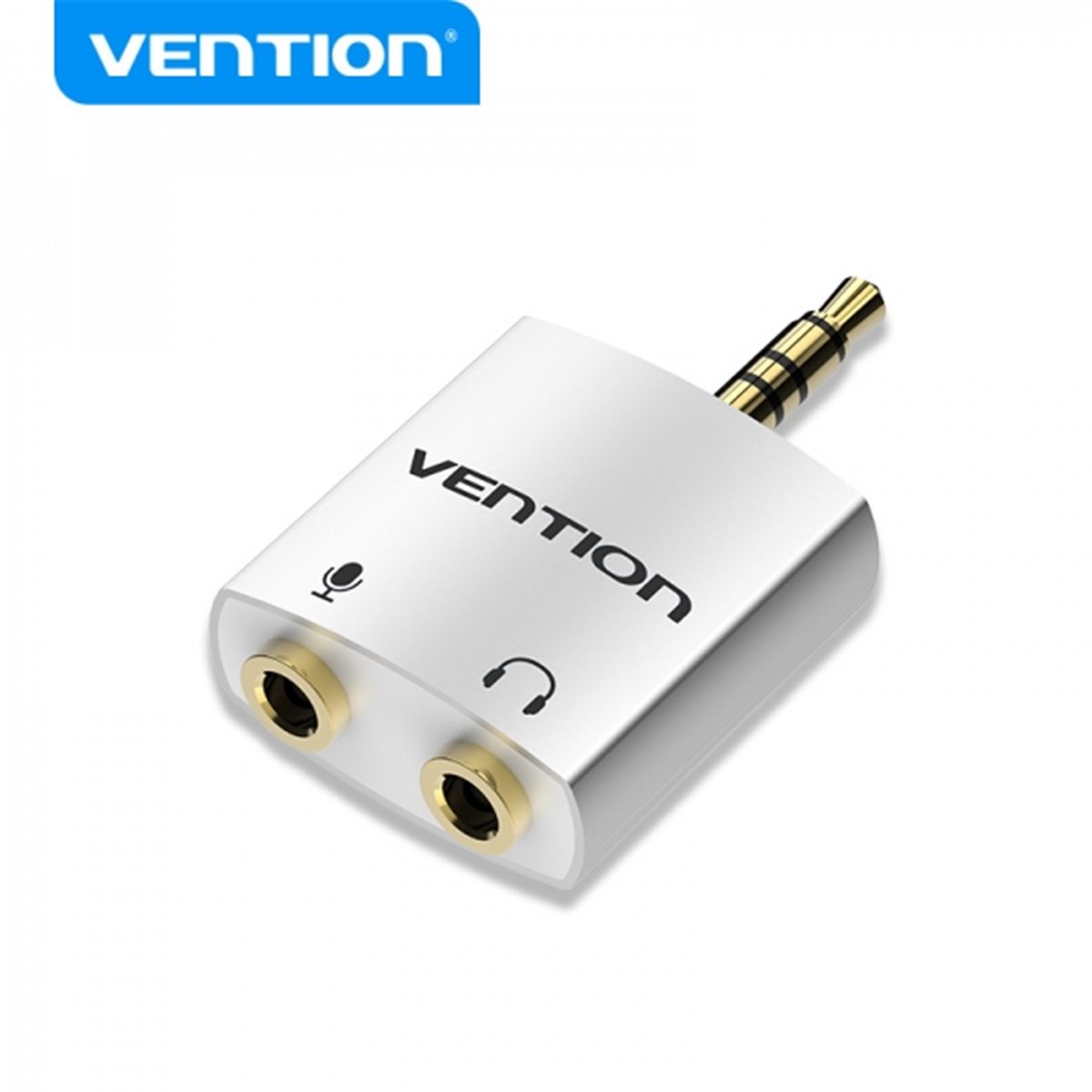 Adaptateur Audio Vention Jack 3.5 Mâle vers 2x Jack 3.5 Femelle - Couleur Blanc