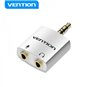 Adaptateur Audio Vention Jack 3.5 Mâle vers 2x Jack 3.5 Femelle - Couleur Blanc