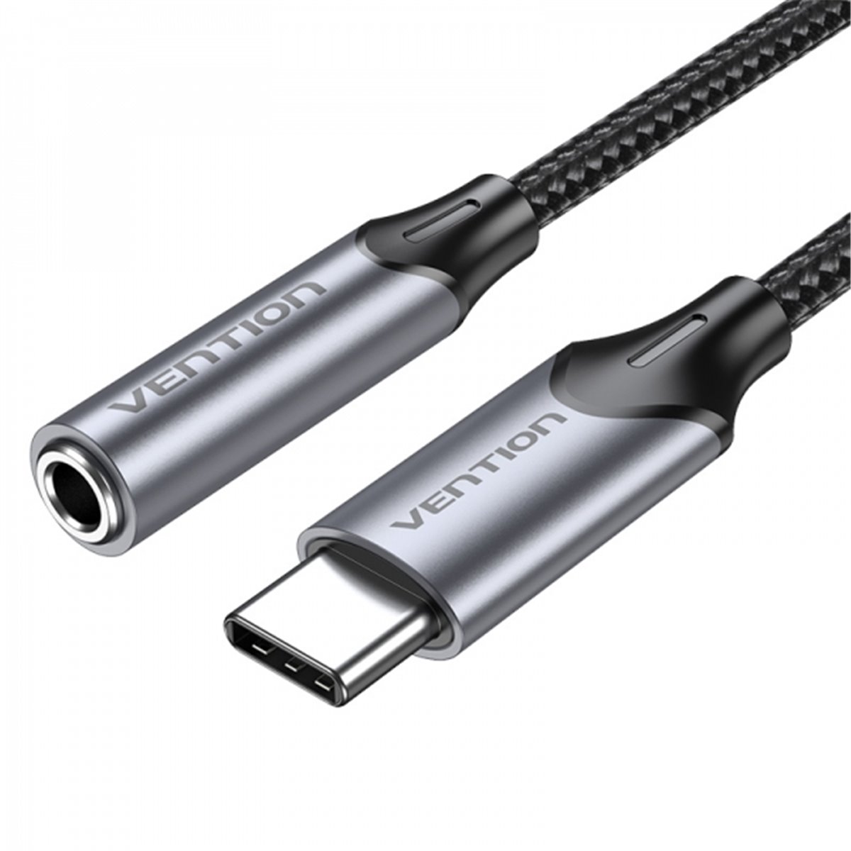 Adaptateur Jack Audio Vention 3,5 mm Femelle vers USB-C - 0,10 m - Couleur Gris