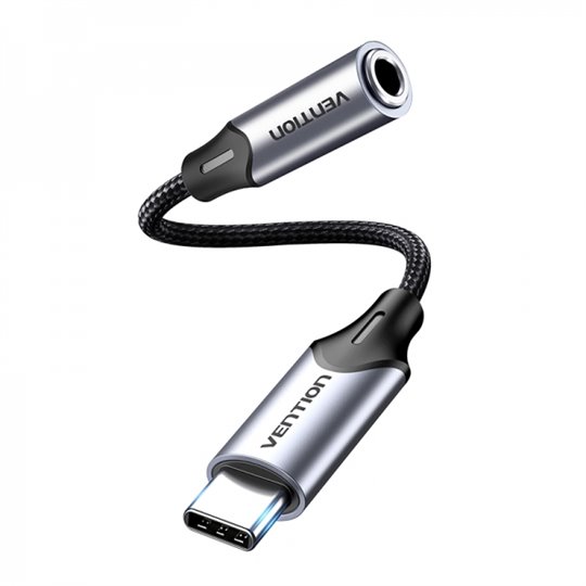 Adaptateur Jack Audio Vention 3,5 mm Femelle vers USB-C - 0,10 m - Couleur Gris