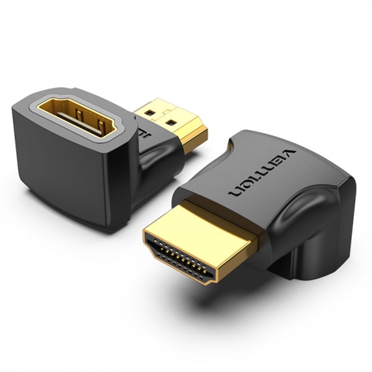 Vention Pack de 2 Adaptateurs HDMI Mâle vers HDMI Femelle 4K 90º - Couleur Noir