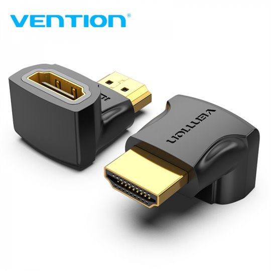 Vention Pack de 2 Adaptateurs HDMI Mâle vers HDMI Femelle 4K 90º - Couleur Noir