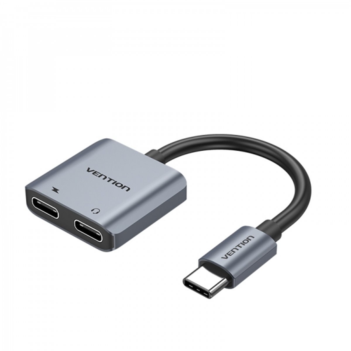 Convertisseur USB-C mâle vers 2x USB-C femelle Vention (audio et chargement) - Couleur grise