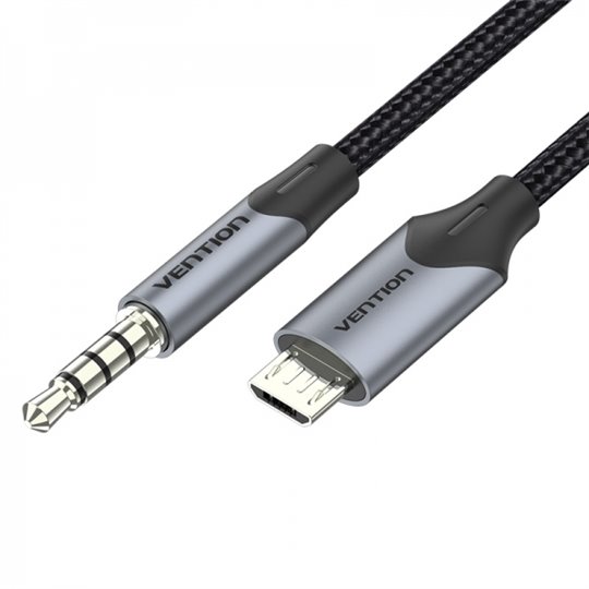 Câble audio Vention MicroUSB Mâle vers Jack 3.5 Mâle - 1.5m - Couleur Noir