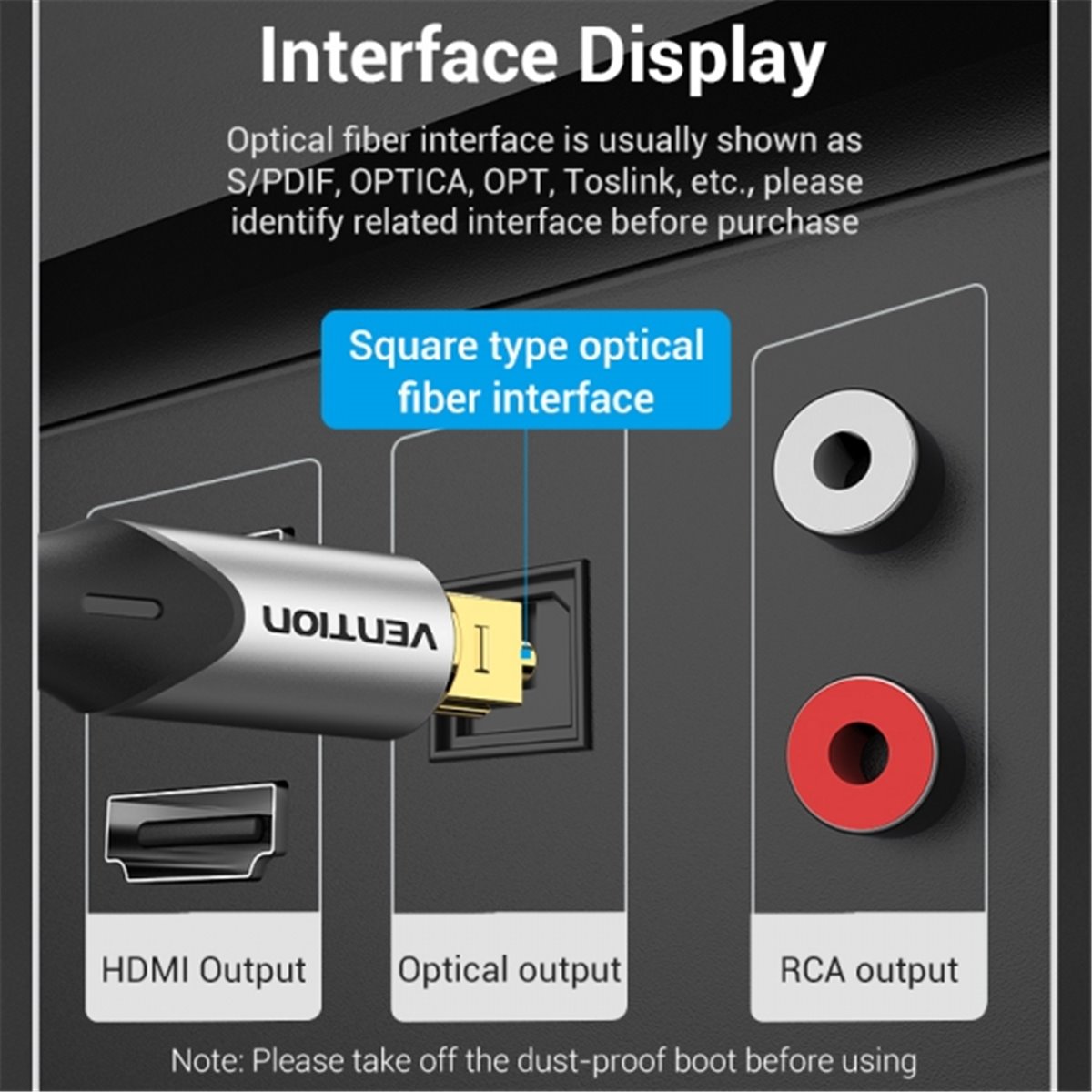 Câble audio fibre optique Vention - 3 m - Gris métallisé