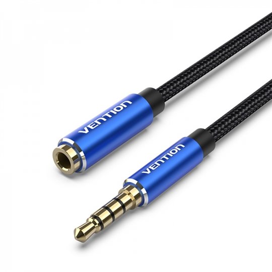 Vention Câble Rallonge Audio TRSS 3,5mm Mâle vers Femelle - 1,5m - Coton Tressé - Aluminium Bleu