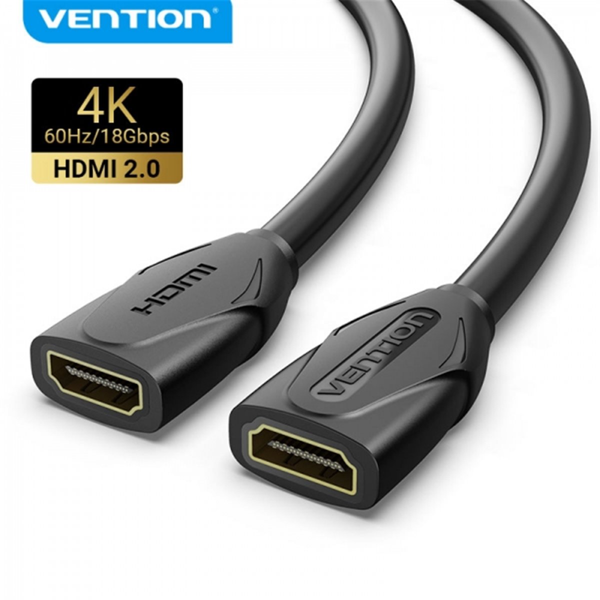 Câble d'extension Vention HDMI Femelle vers HDMI Femelle 4K 2.0 - 0,50 m - Couleur Noir