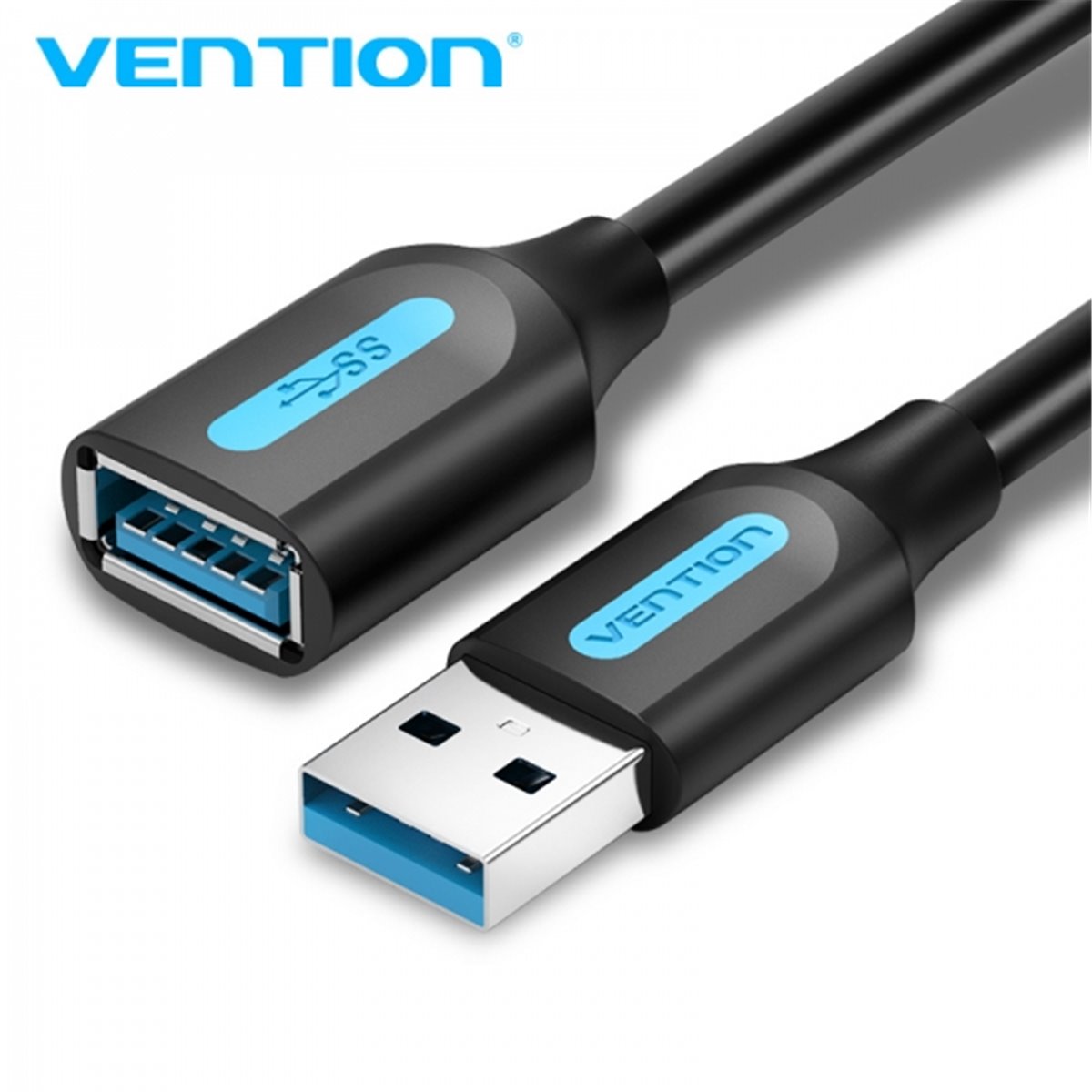 Câble d'extension Vention USB 3.0 A mâle vers A femelle - 0,5 m - Couleur noire