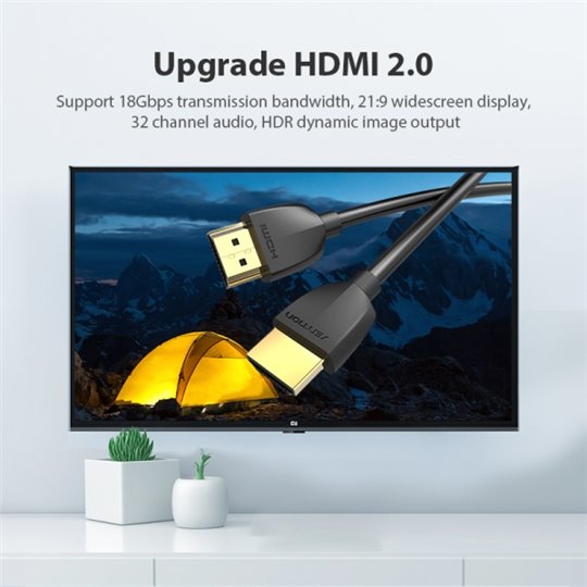 Câble portable Vention HDMI mâle vers HDMI mâle 2.0 4K - 1 m - Couleur noire