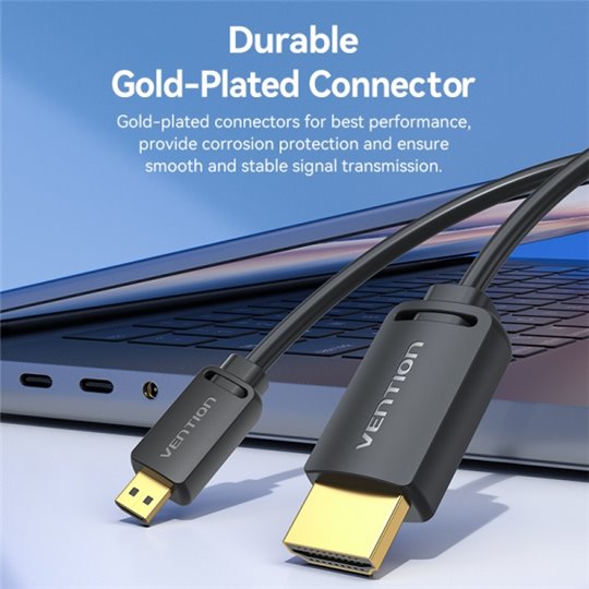 Câble Vention Micro HDMI Mâle vers HDMI Mâle 2.0 4K - 1 m - Noir