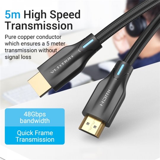 Câble Vention HDMI Mâle vers HDMI Mâle 2.1 8K - 1m - Couleur Noir