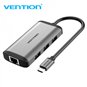 Station d'accueil Vention 6 en 1 USB-C vers HDMI 4K/3xUSB3.0/RJ45/PD87W - 0,15m - Couleur Gris