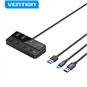 Vention HUB 4 en 1 USB 3.0 vers 4xUSB/USB-C PD avec câble de chargement USB mâle - USB-C - Couleur Noir