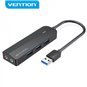 Vention HUB 6 en 1 USB3.0 vers 3xUSB3.0/Carte Son/Alimenté MicroUSB - 0,15 m - Couleur Noir