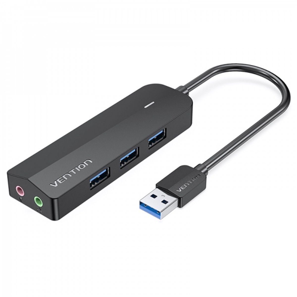 Vention HUB 6 en 1 USB3.0 vers 3xUSB3.0/Carte Son/Alimenté MicroUSB - 0,15 m - Couleur Noir