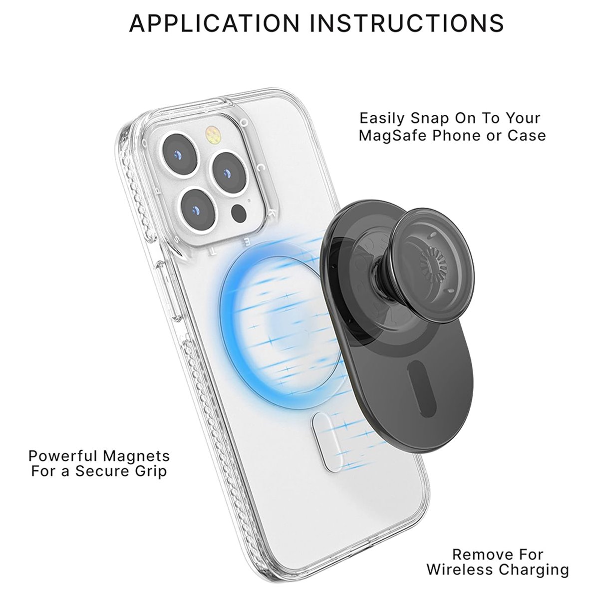 PopSockets - PopGrip MagSafe - Noir transparent