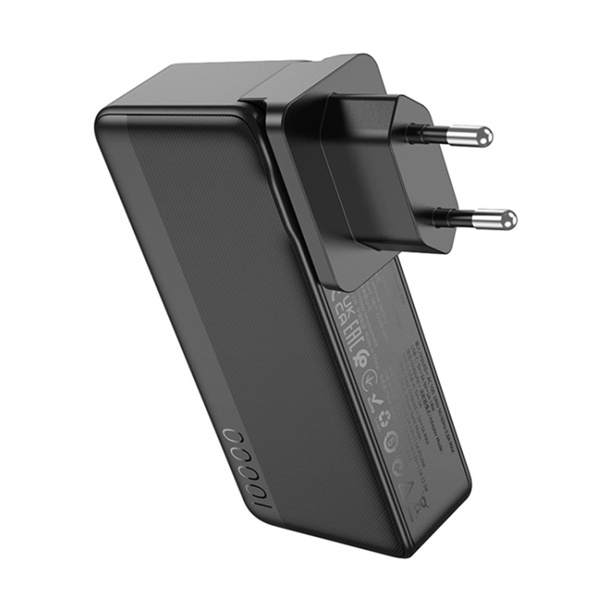 Hoco - Power Bank compatible avec prise US/EU (Q16) - USB, Type-C, 22,5 W, 10 000 mAh - Noir