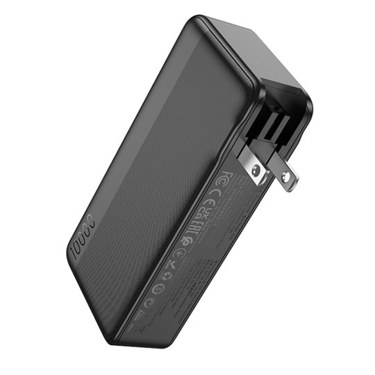 Hoco - Power Bank compatible avec prise US/EU (Q16) - USB, Type-C, 22,5 W, 10 000 mAh - Noir